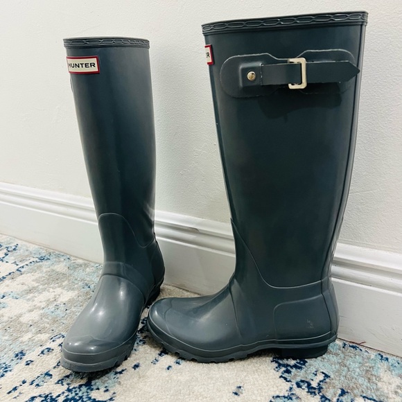 Hunter Original Tall Glossy Gray Boots Women’s Size 7 EUC - Picture 8 of 9